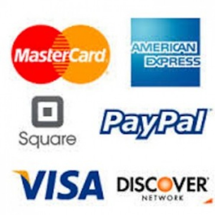 Now Accepting PayPal, Square, Visa, MasterCard, American Express and Discover!